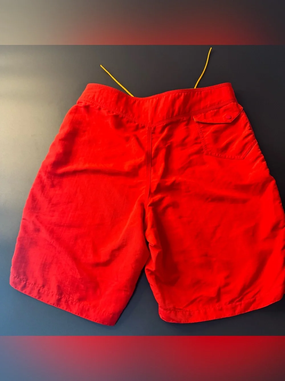 Patagonia Men’s Red Swim Board Shorts with Yellow Drawcord Size 34 Waist